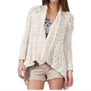 Juliette Jake Anthropologie Swing Open Front Cream Knit Sweater Cardigan S